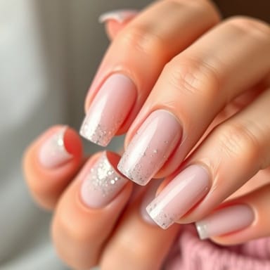 French Manicure With Glitter