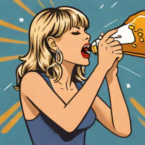 Taylor Swift Chugging Beer At Super Bowl