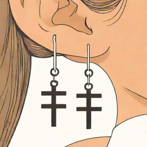 Dangle Upside Down Cross Earring